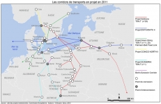 Les corridors de transports en projet en 2011