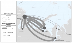 Escales et liaisons maritimes des tanker en Arctique en 2017