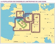 La population des ensembles limitrophes de l'Axe Seine